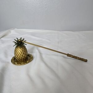 PartyLite Island Escape Pineapple Candle Snuffer and Tray Set Bronze Metal
